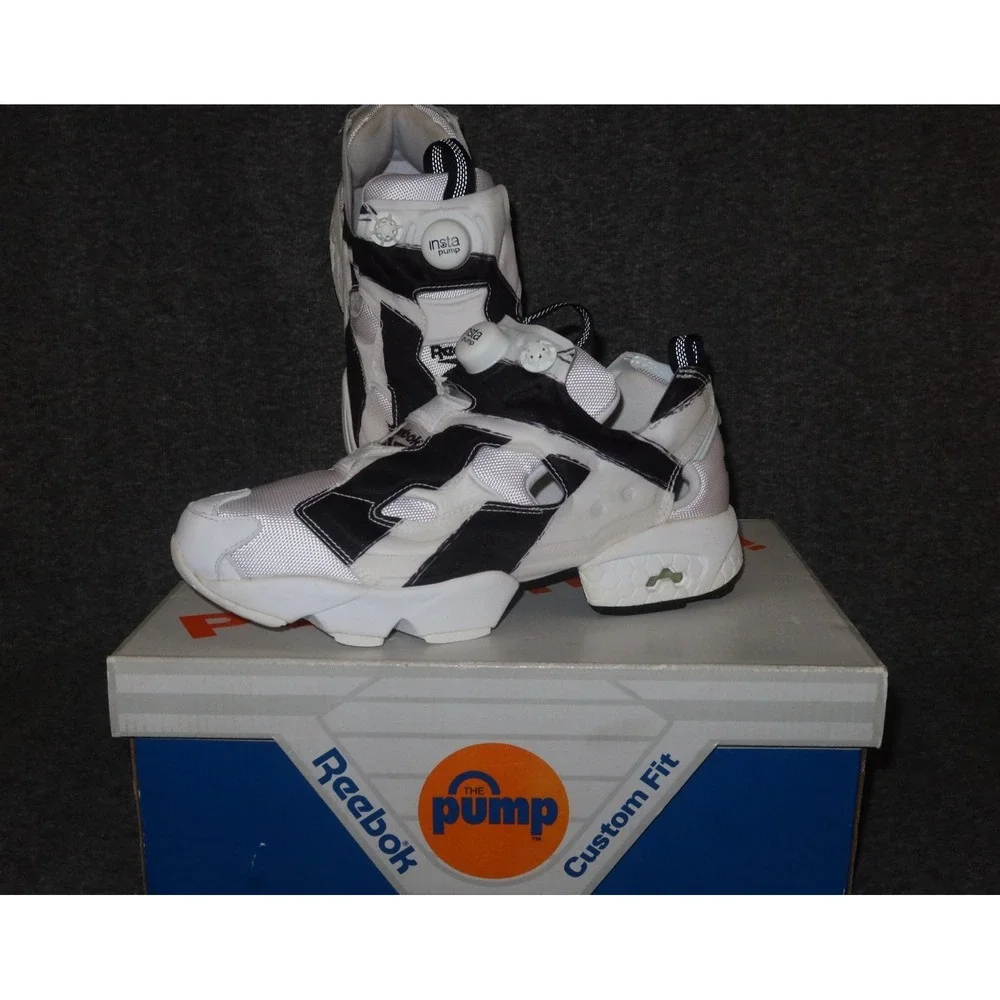 Reebok InstaPump Fury OB Mens Custom Fit Classic Shoes - Black & White 7.5